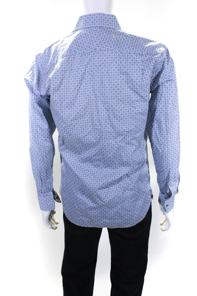 Ted Baker London Mens Cotton Abstract Print Button Up Shirt Blue Size 15