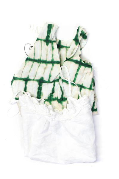 J Crew Zara Womens Babydoll Top V-Neck Blouse White Multicolor Size XS Lot 2