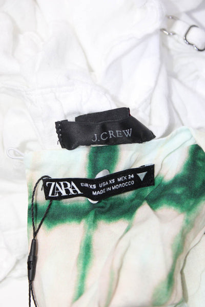 J Crew Zara Womens Babydoll Top V-Neck Blouse White Multicolor Size XS Lot 2