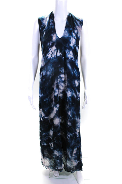 YFB Womens Chiffon Tie-Dye Print Keyhole Back Split Hem Shift Dress Blue Size S