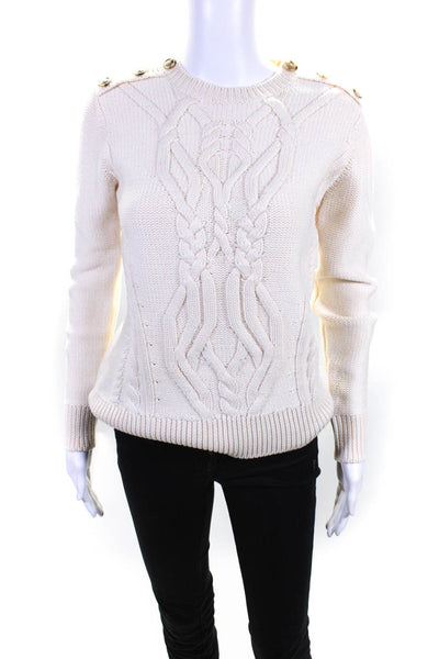 Jason Wu Women's Wool Crewneck Pullover Sweater Ivory Size S