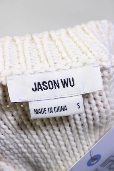 Jason Wu Women's Wool Crewneck Pullover Sweater Ivory Size S