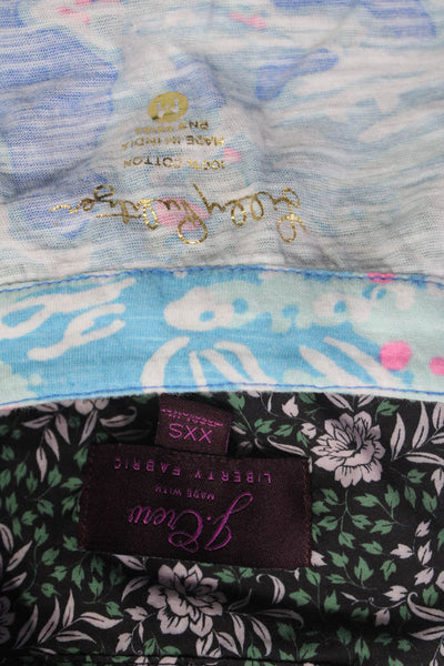 Lily Pulitzer J Crew Womens Cotton Floral Print Tops Blue Size 2XS M Lot 2