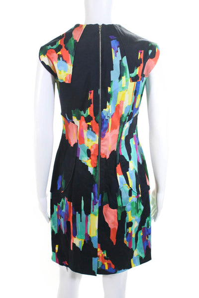 Lela Rose Womens Abstract Print Sleeveless Dress Black Cotton Size 6