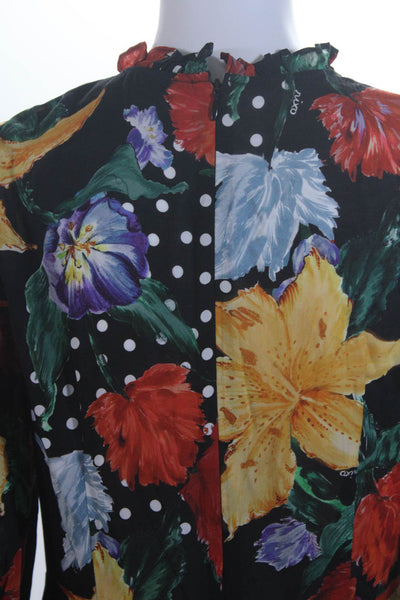 Rixo Womens Floral Print Long Sleeves A Line Maxi Dress Black Size 4