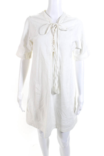Madewell Womens Lace Up Short Sleeves Shirt Dress White Size Extra Small