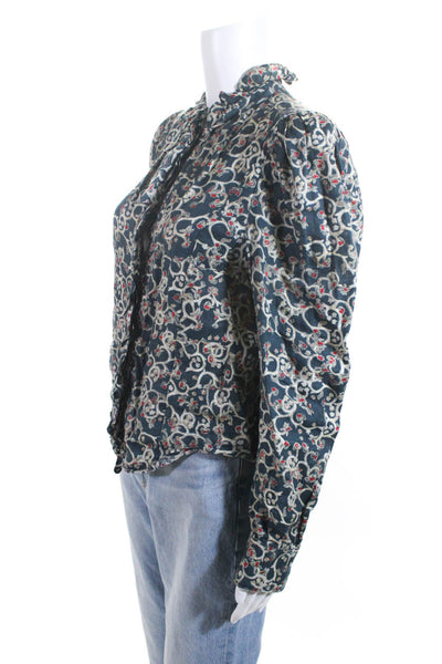 Etoile Isabel Marant Womens Linen Floral Print Shirt Blue Size EUR 36
