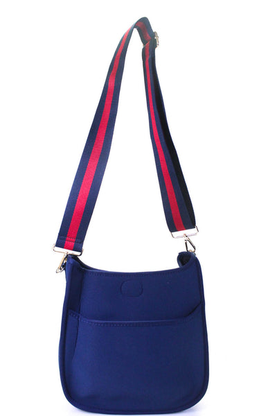 Ahdorned Womens Gold Tone Crossbody Shoulder Handbag Navy Blue Red