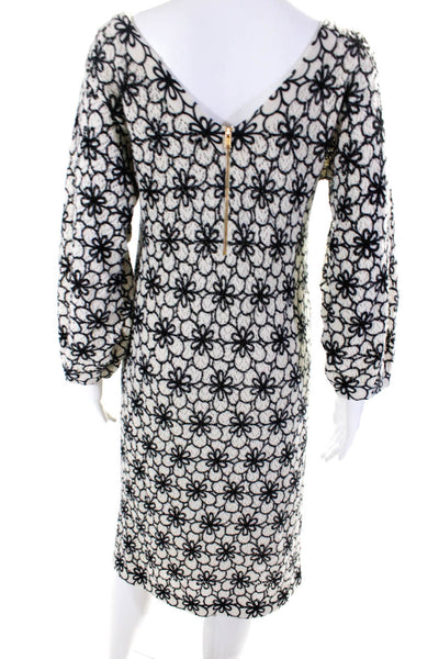 Marc By Marc Jacobs Womens Floral Long Sleeved Sweater Dress White Black Size S
