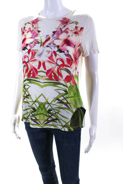 Ted Baker London Women's Round Neck Short Sleeves Floral Blouse Size 1