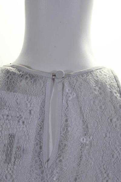 Halston Heritage  Women's High Neck Sleeveless Lace Trim Gray Blouse Size XS