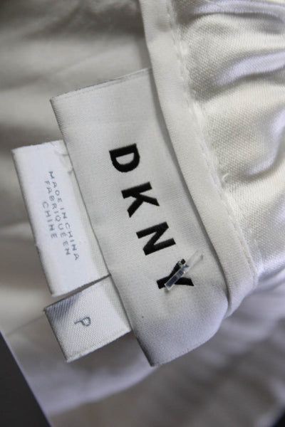 DKNY Women's Elastic Waist Pockets Straight Leg Pant White Size P
