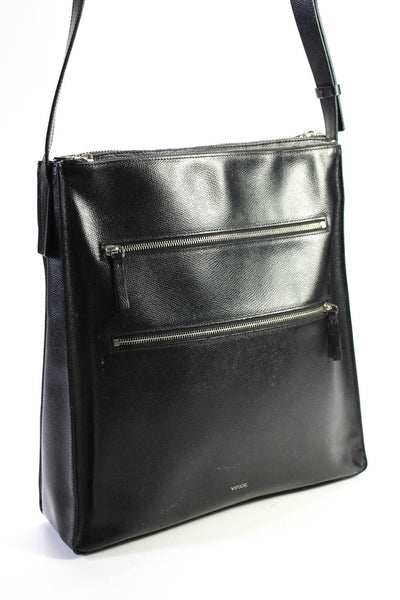 Vince Womens Black Tri Zip Compartment Shoulder Bag Handbag