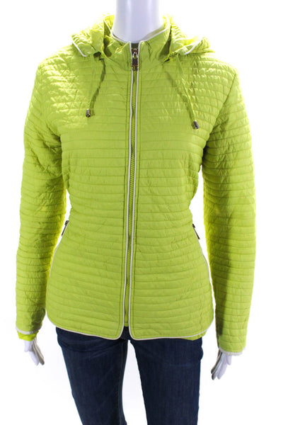Kennet Street Womens Long Sleeved Zippered Hooded Jacket Coat Lime Green Size M