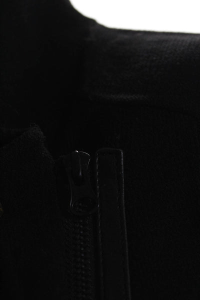 Vince Women's Leather Accent Wool Asymmetric Zip Jacket Black Size M