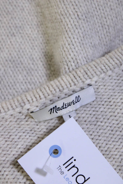 Madewell Women's Long Sleeve Open Front Fringe Trim Knit Cardigan Beige Size L