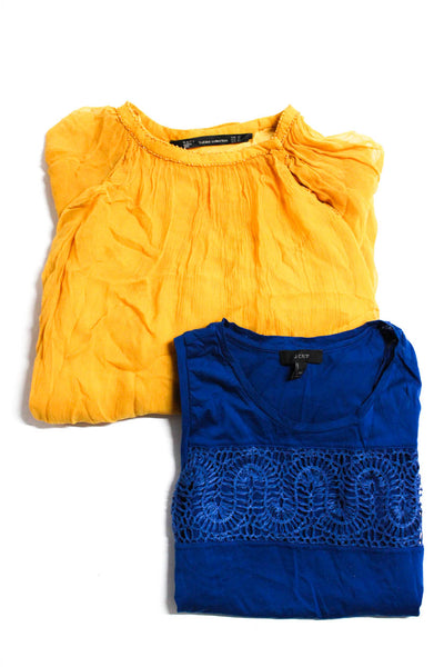 J Crew Women's Scoop Neck Sleeveless Crochet Blouse Blue Size XXs Lot 2