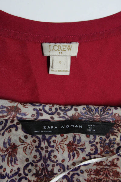 Zara Women's Collar Long Sleeves Floral Blouse Size M Lot 2