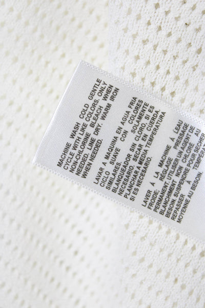 Robert Rodriguez Womens Open Knit Glitter Print Zipped Sweater White Size S