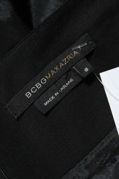 BCBG Max Azria Womens Back Zipped Straight High Low Midi Skirt Black Size 8
