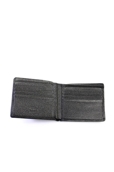 Tods Mens Leather Flap Card Wallet Black