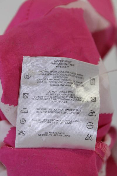 Pringle Womens Argyle Print Button Down Shirt Pink White Cotton Size 8