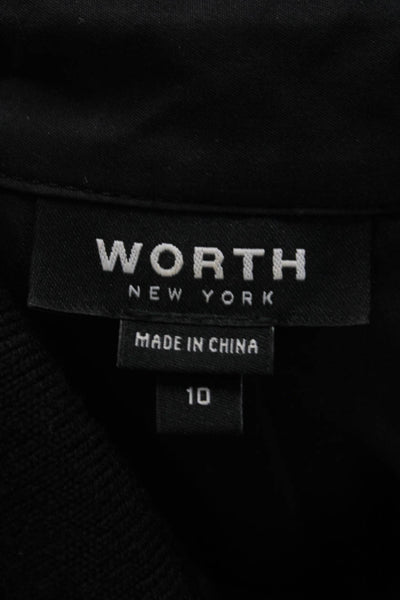Worth New York Womens Tweed Crew Neck Short Sleeves Sweater Black Size 10