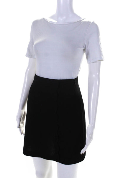 Club Monaco Womens Scalloped Trim A Line Mini Skirt Black Size 0