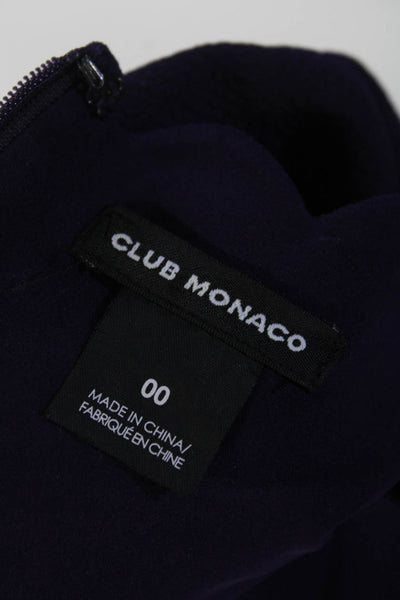 Club Monaco Womens Short Sleeves Curt Out Trim A Line Dress Purple Size 00