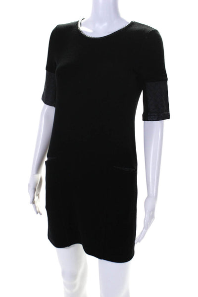 Club Monaco Womens Quilted Texture Trim Body Con Dress Black Size 00