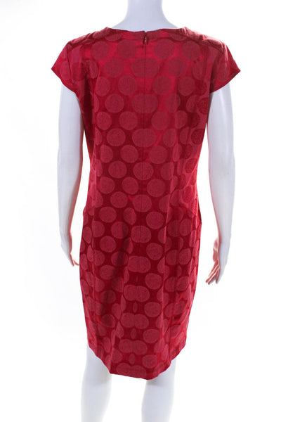 W by Worth Womens Polka Dot Short Sleeves Sheath Dress Red Cotton Size 8