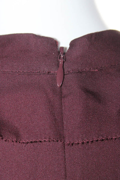 Parker Womens Silk Ruffled Sleeveless V Neck A Line Dress Plum Purple Size 8