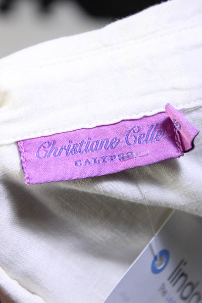 Calypso Christiane Celle Women's Linen Button Up Shirt White Size XS