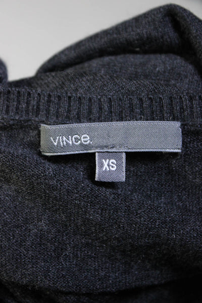 Vince Women's Silk Cashmere Blend Smocked Hem Pullover Sweater Gray Size XS