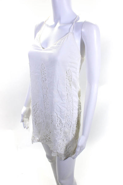 Saylor Women's Spaghetti Strap V Neck Lace Mini Dress Ivory Size XS