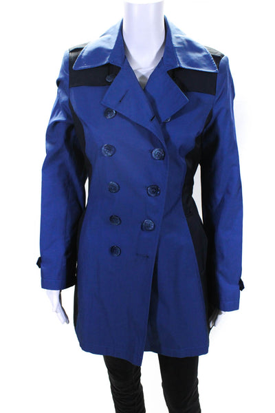 DKNY Women's Double Breasted Mid Length Belted Trench Coat Blue Size S