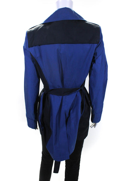 DKNY Women's Double Breasted Mid Length Belted Trench Coat Blue Size S