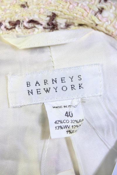 Barneys New York Women's Three Button Fully Lined Tweed Blazer Beige Size 40