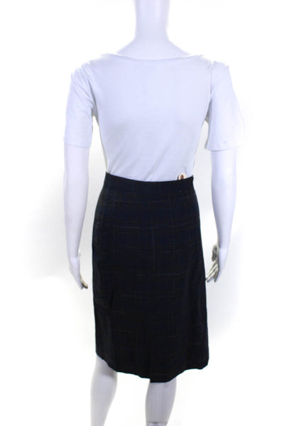 M.M. Lafleur Women's Printed Knee Length Pencil Skirt Navy Brown Size 18W