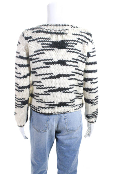 525 America Women's Long Sleeve Knit Pullover Sweater Ivory Gray Size XS