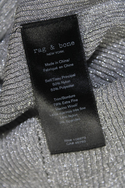 Rag & Bone Women's Sleeveless Crewneck Ribbed Knit Top Silver Size XXS