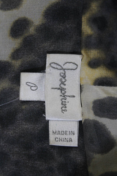 Josephine Women's Sleeveless Animal Print Cowl Neck Silk Blouse Gray Size P