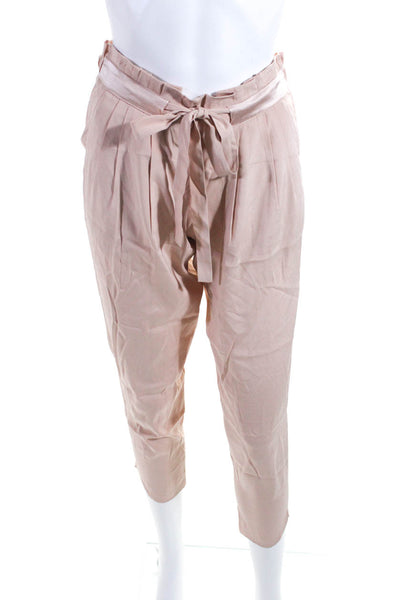 Ramy Brook Women's Straight Leg Belted Silk Trousers Pink Size XS