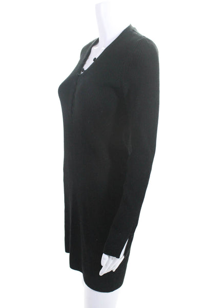 Club Monaco Womens Wool Blend Stretch V-Neck Long Sleeve Dress Black Size S