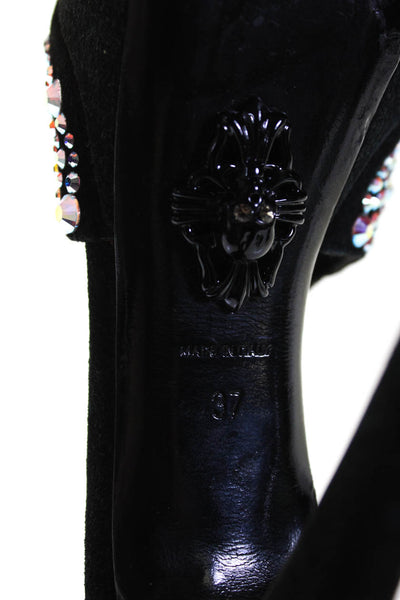 Philipp Plein Womens Crystal Cut Out Open Toe Platform Heels Black Size 37 7