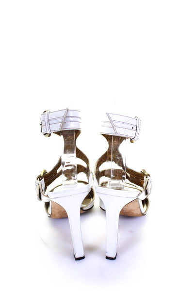 Manolo Blahnik Women's Open Toe Strappy Ankle Buckle Sandals White Size 6