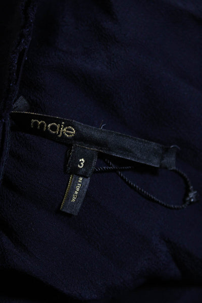 Maje Womens Short Sleeves Drop Waist A Line Dress Navy Blue Grey Size 3