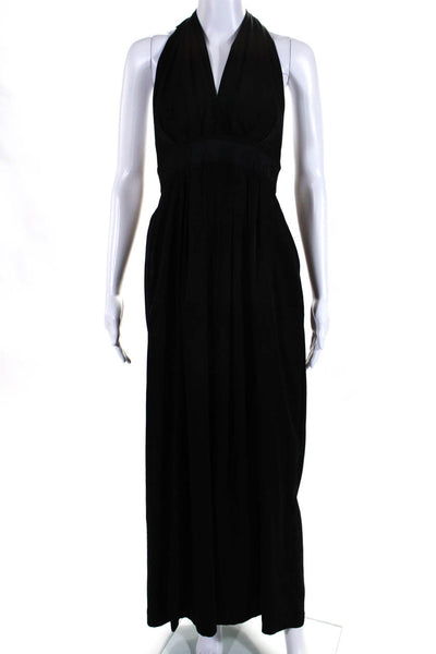 Jane Wood Womens Sleeveless Halter Neck Pleated A Line Dress Black Size 1