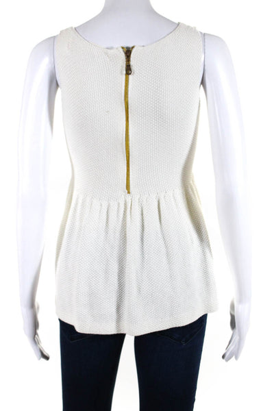 Zara Knit Womens Woven Knit Tank Top White Cotton Blend Size Small
