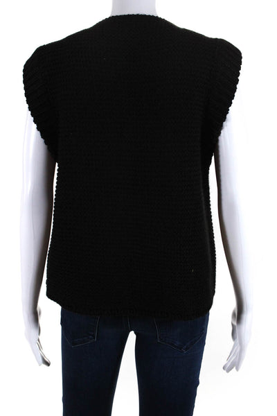 An'ge Womens Sleeveless Cardigan Sweater Black Wool Blend Size Medium
